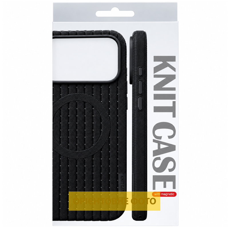 Чехол TPU Knit Case with Magnetic Fit для Apple iPhone 16 Pro Max (6.9"), Black 1, TPU, купить оптом с доставкой