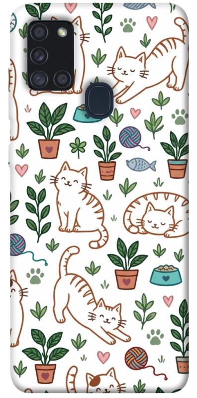 Чехол itsPrint Cats pattern для Samsung Galaxy A21s, паттерн, купить оптом с доставкой