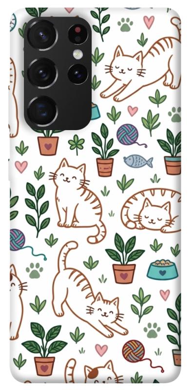 Чехол itsPrint Cats pattern для Samsung Galaxy S21 Ultra, паттерн, купить оптом с доставкой