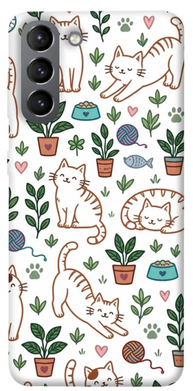 Чехол itsPrint Cats pattern для Samsung Galaxy S21, паттерн, купить оптом с доставкой