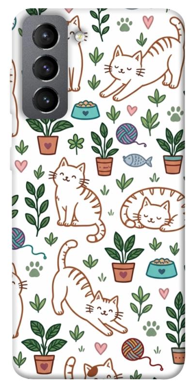 Чехол itsPrint Cats pattern для Samsung Galaxy S21 FE, паттерн, купить оптом с доставкой