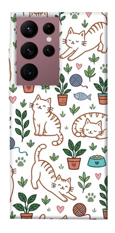 Чохол itsPrint Cats pattern для Samsung Galaxy S22 Ultra, паттерн, купити оптом з доставкою
