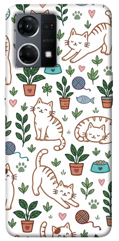 Чехол itsPrint Cats pattern для Oppo Reno 7 4G, паттерн, купить оптом с доставкой