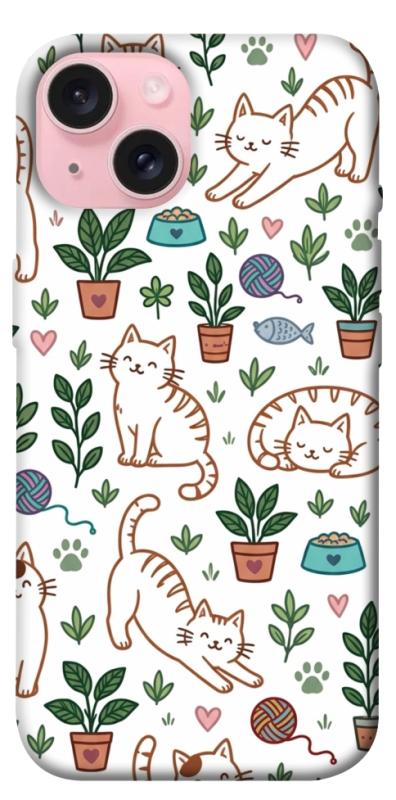 Чехол itsPrint Cats pattern для Apple iPhone 15 (6.1"), паттерн, купить оптом с доставкой