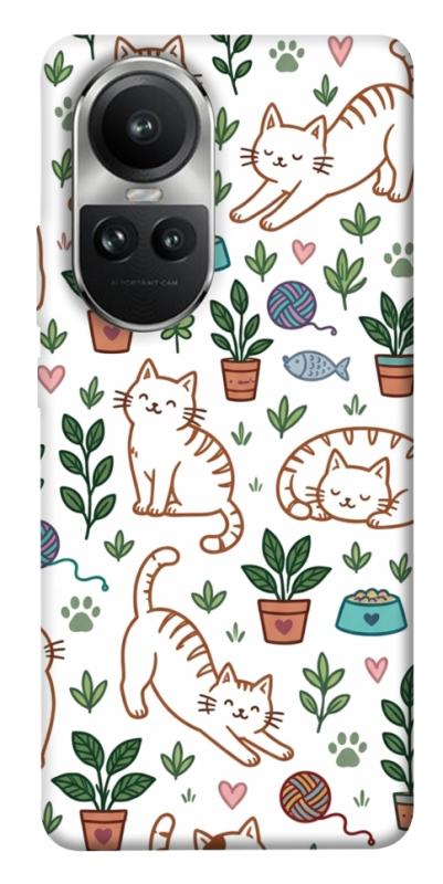 Чехол itsPrint Cats pattern для Oppo Reno 10, паттерн, купить оптом с доставкой