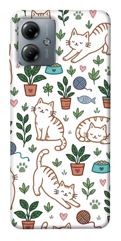Чехол itsPrint Cats pattern для Motorola Moto G14, паттерн, купить оптом с доставкой