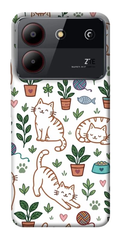 Чехол itsPrint Cats pattern для ZTE Blade A54 4G, паттерн, купить оптом с доставкой