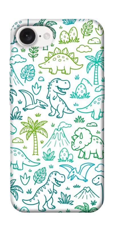 Чехол itsPrint Dino pattern для Apple iPhone 16e (6.1"), паттерн, купить оптом с доставкой