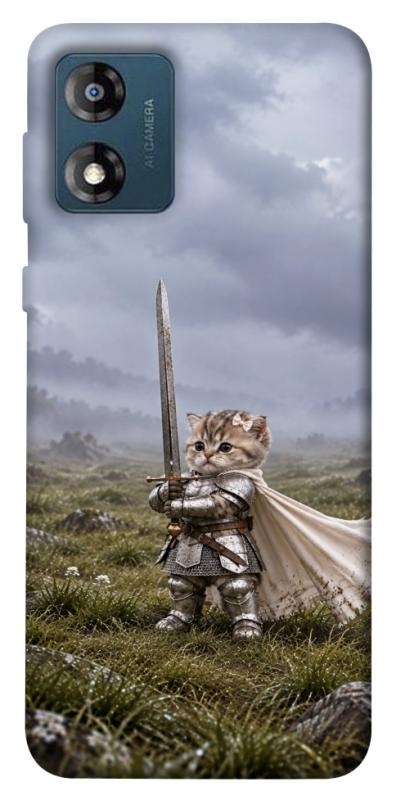 Чехол itsPrint Knight kitten для Motorola Moto E13, мемы, купить оптом с доставкой