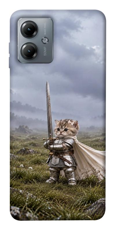 Чехол itsPrint Knight kitten для Motorola Moto G14, мемы, купить оптом с доставкой