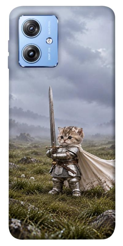 Чехол itsPrint Knight kitten для Motorola Moto G84, мемы, купить оптом с доставкой
