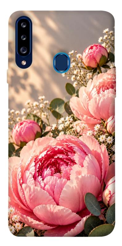 Чохол itsPrint Рожеві півонії для Samsung Galaxy A20s, armored, купити оптом з доставкою