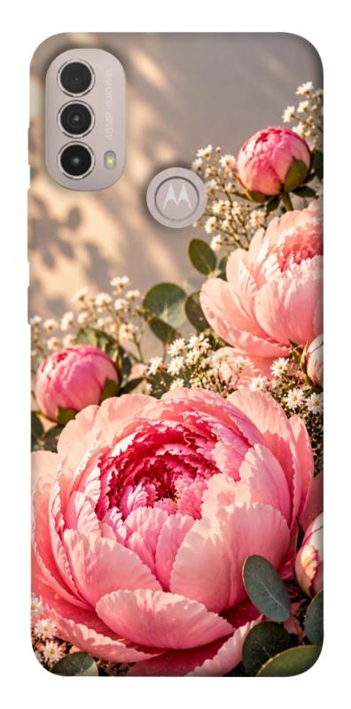Чохол itsPrint Рожеві півонії для Motorola Moto E40, armored, купити оптом з доставкою