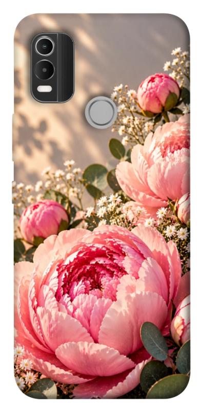 Чохол itsPrint Рожеві півонії для Nokia C21 Plus, armored, купити оптом з доставкою