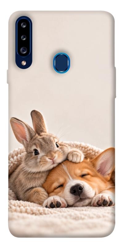 Чехол itsPrint Rabbit and corgi для Samsung Galaxy A20s, armored, купить оптом с доставкой