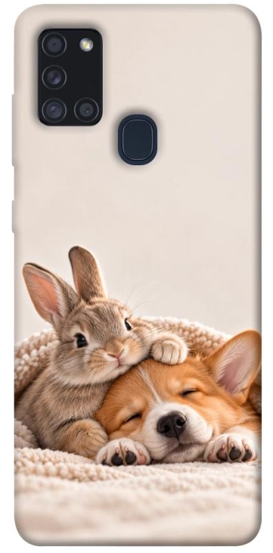 Чохол itsPrint Rabbit and corgi для Samsung Galaxy A21s, armored, купити оптом з доставкою