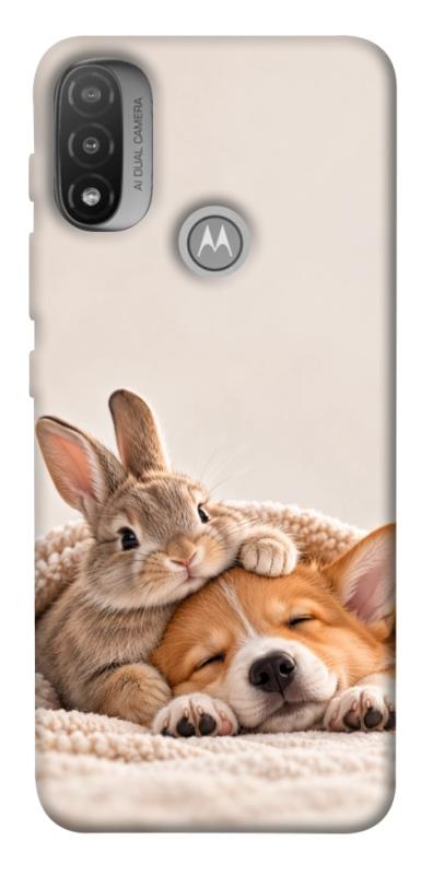Чохол itsPrint Rabbit and corgi для Motorola Moto E20, armored, купити оптом з доставкою