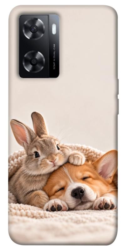 Чехол itsPrint Rabbit and corgi для Oppo A57s, armored, купить оптом с доставкой