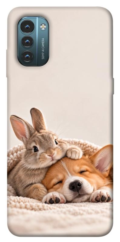 Чохол itsPrint Rabbit and corgi для Nokia G21, armored, купити оптом з доставкою