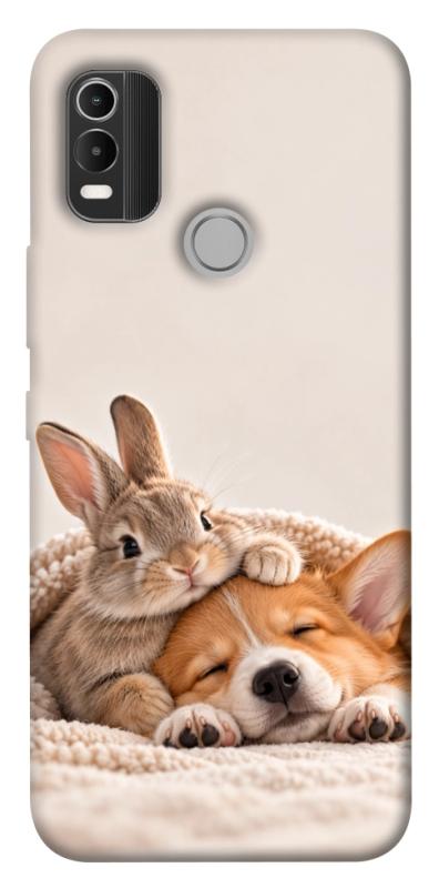 Чохол itsPrint Rabbit and corgi для Nokia C21 Plus, armored, купити оптом з доставкою