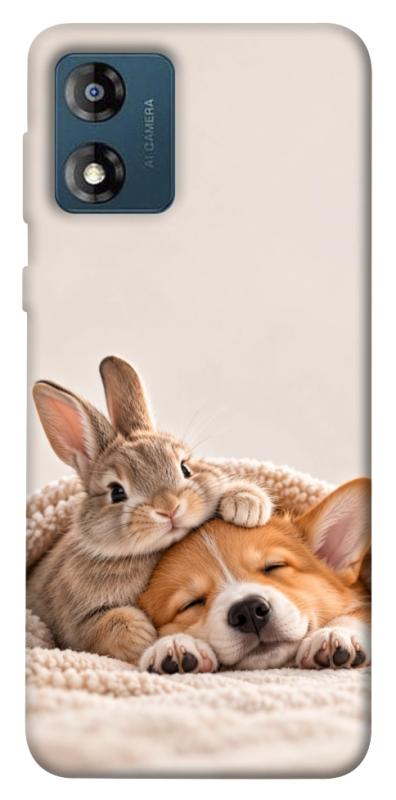 Чохол itsPrint Rabbit and corgi для Motorola Moto E13, armored, купити оптом з доставкою