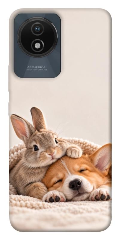 Чехол itsPrint Rabbit and corgi для Vivo Y02, armored, купить оптом с доставкой