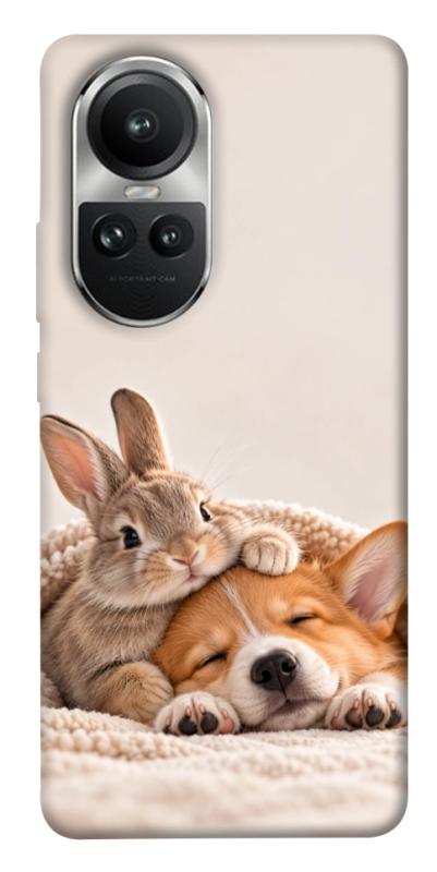 Чехол itsPrint Rabbit and corgi для Oppo Reno 10, armored, купить оптом с доставкой