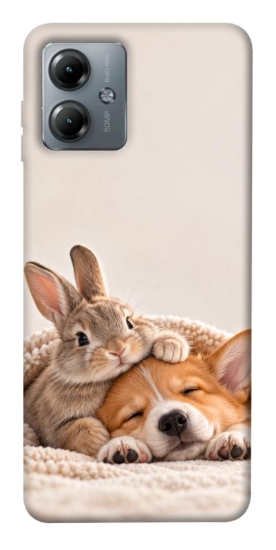 Чехол itsPrint Rabbit and corgi для Motorola Moto G14, armored, купить оптом с доставкой