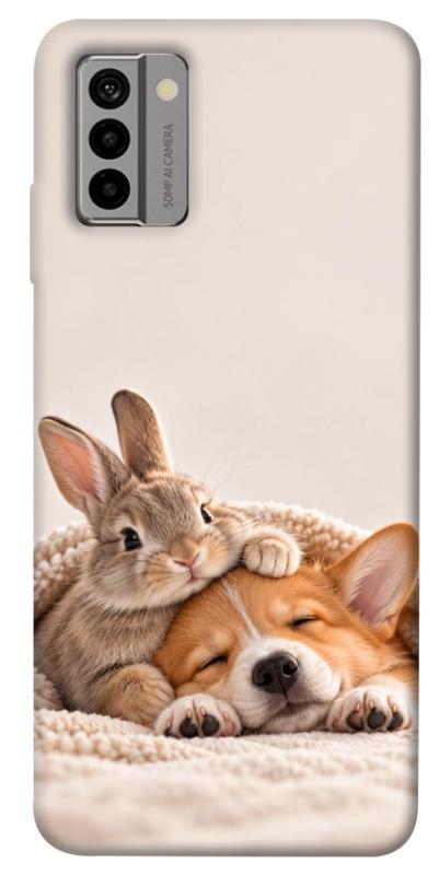 Чехол itsPrint Rabbit and corgi для Nokia G22, armored, купить оптом с доставкой