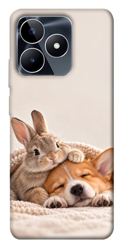 Чехол itsPrint Rabbit and corgi для Realme C53, armored, купить оптом с доставкой