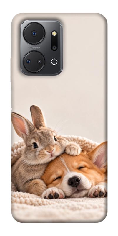 Чехол itsPrint Rabbit and corgi для Huawei Honor X7a, armored, купить оптом с доставкой