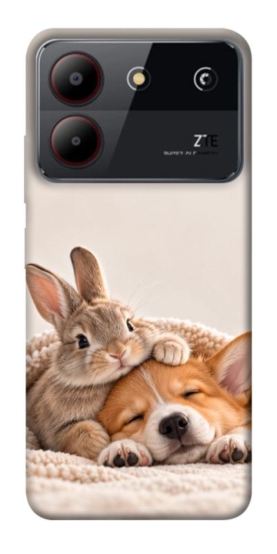 Чехол itsPrint Rabbit and corgi для ZTE Blade A54 4G, armored, купить оптом с доставкой