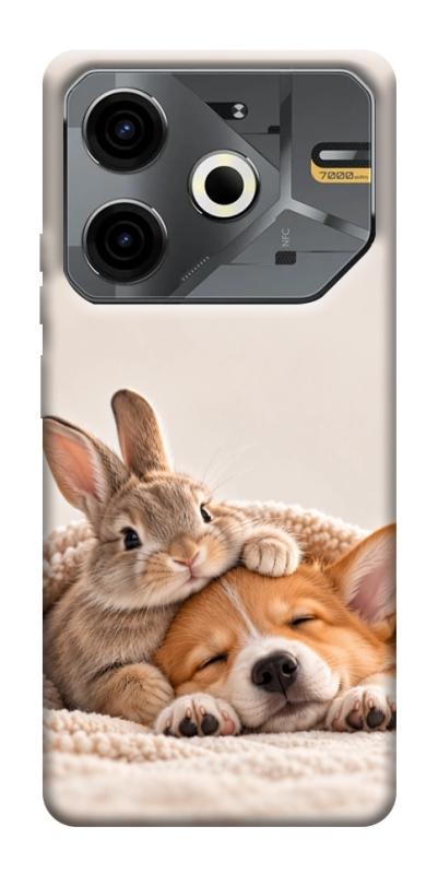 Чохол itsPrint Rabbit and corgi для TECNO Pova 6 Neo (LI6), armored, купити оптом з доставкою