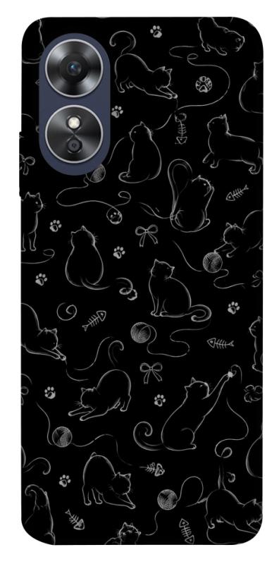 Чохол itsPrint Котячі силуети для Oppo A17, armored, купити оптом з доставкою