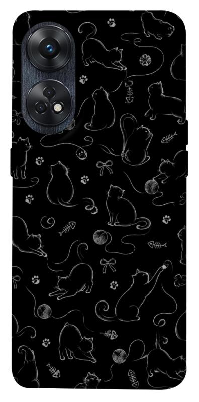 Чохол itsPrint Котячі силуети для Oppo Reno 8 T 4G, armored, купити оптом з доставкою