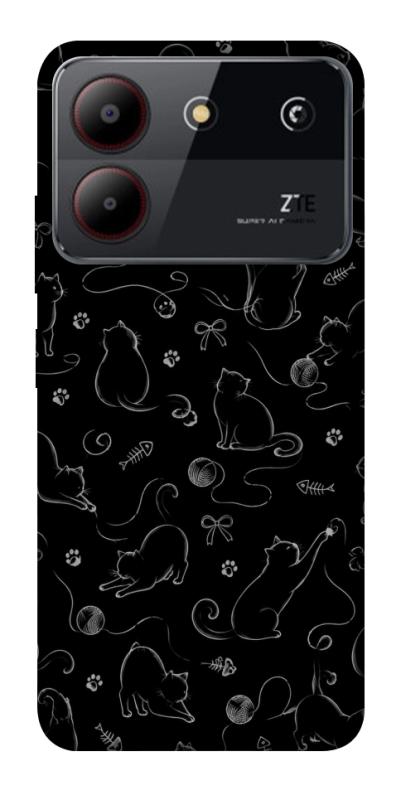 Чохол itsPrint Котячі силуети для ZTE Blade A54 4G, armored, купити оптом з доставкою