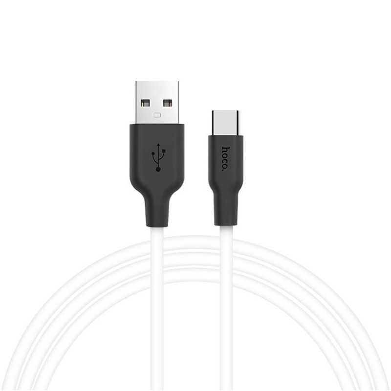 Дата кабель Hoco X21 Silicone Type-C Cable (1m), Черный / Белый, купить оптом с доставкой