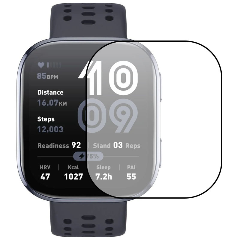 Полімерна плівка 3D (full glue) (тех.пак) для Xiaomi Amazfit Bip Max, Чорний, Броньована плівка, купити оптом з доставкою
