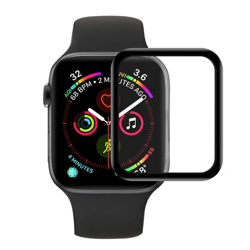 Полимерная пленка 3D (full glue) (тех.пак) для Apple Watch 10/11 46mm, Черный, Бронированная пленка, купить оптом с доставкой