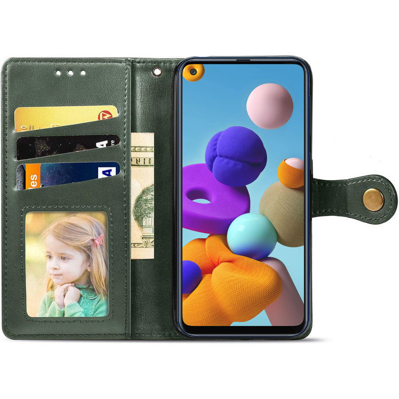 Кожаный чехол-книжка GETMAN Gallant (PU) для Samsung Galaxy A21s, Зеленый 2, Искусственная кожа, купить оптом с доставкой
