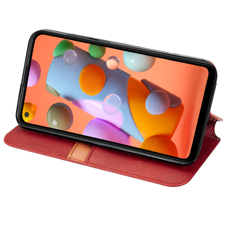 Кожаный чехол-книжка GETMAN Cubic (PU) для Samsung Galaxy A21s, Красный 2, Искусственная кожа, купить оптом с доставкой