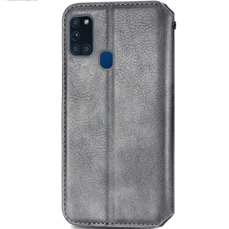 Кожаный чехол-книжка GETMAN Cubic (PU) для Samsung Galaxy A21s, Серый 1, Искусственная кожа, купить оптом с доставкой