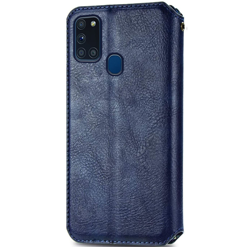 Кожаный чехол-книжка GETMAN Cubic (PU) для Samsung Galaxy A21s, Синий 1, Искусственная кожа, купить оптом с доставкой