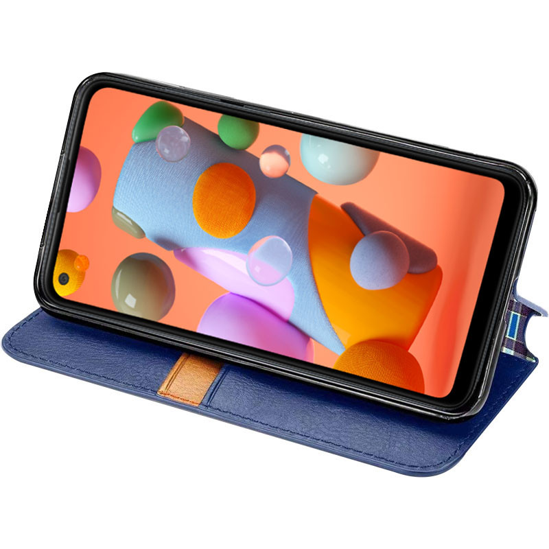 Кожаный чехол-книжка GETMAN Cubic (PU) для Samsung Galaxy A21s, Синий 2, Искусственная кожа, купить оптом с доставкой