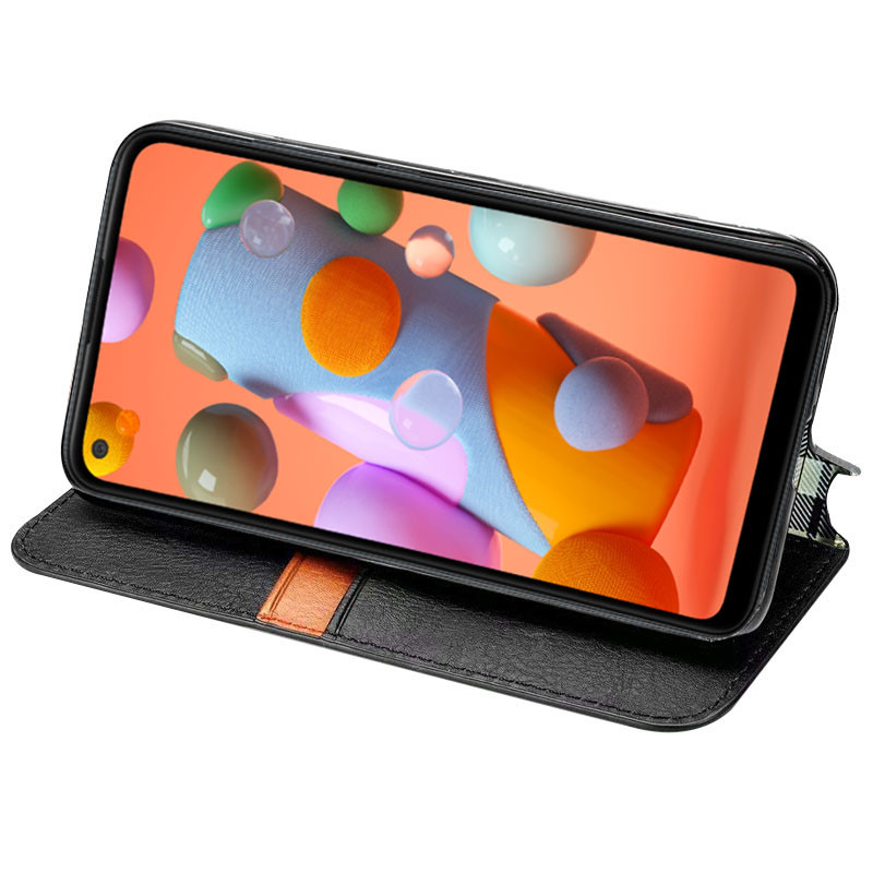 Кожаный чехол-книжка GETMAN Cubic (PU) для Samsung Galaxy A21s, Черный 2, Искусственная кожа, купить оптом с доставкой