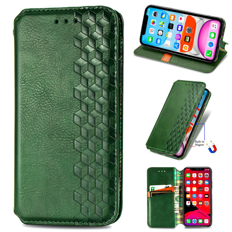 Кожаный чехол-книжка GETMAN Cubic (PU) для Samsung Galaxy A13 4G, Зеленый 2, Искусственная кожа, купить оптом с доставкой