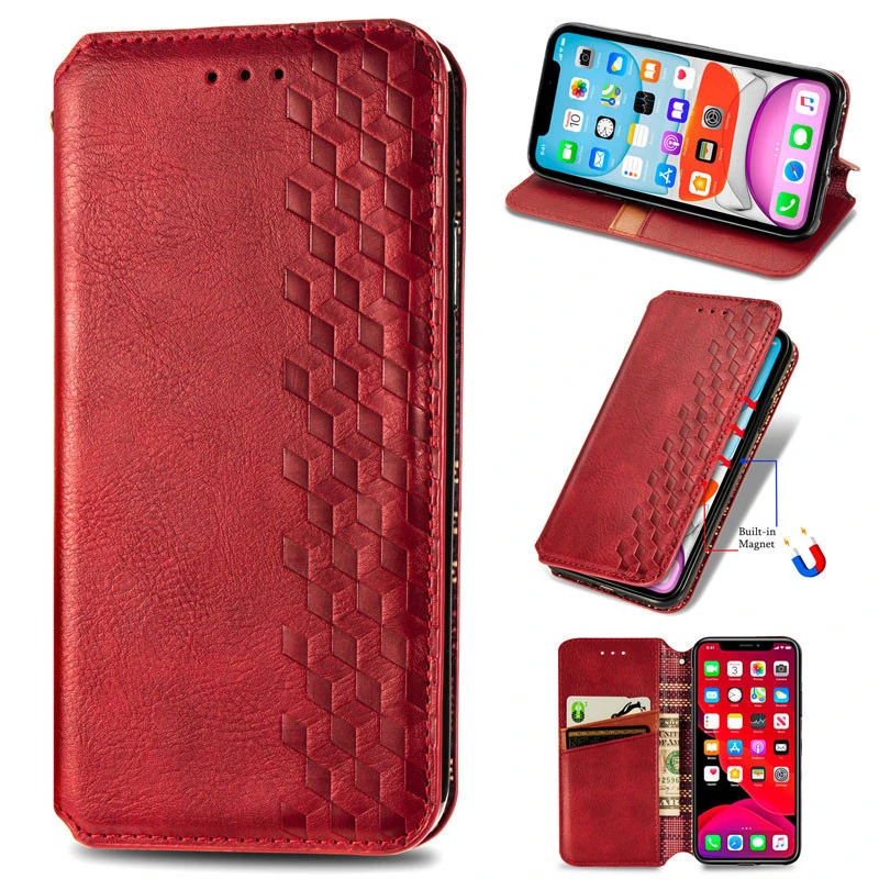 Кожаный чехол-книжка GETMAN Cubic (PU) для Samsung Galaxy A06, Красный 3, Искусственная кожа, купить оптом с доставкой