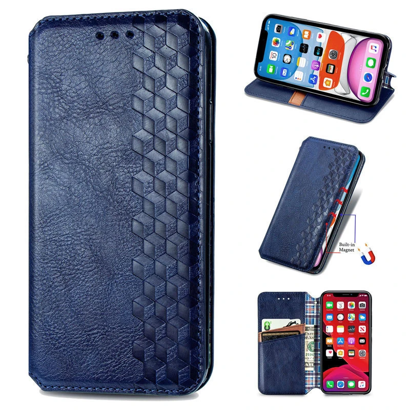 Кожаный чехол-книжка GETMAN Cubic (PU) для Samsung Galaxy A06, Синий 2, Искусственная кожа, купить оптом с доставкой