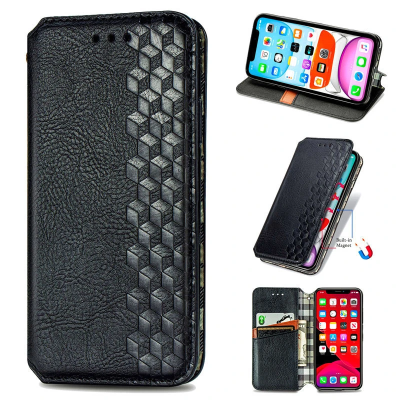 Кожаный чехол-книжка GETMAN Cubic (PU) для Samsung Galaxy A06, Черный 2, Искусственная кожа, купить оптом с доставкой