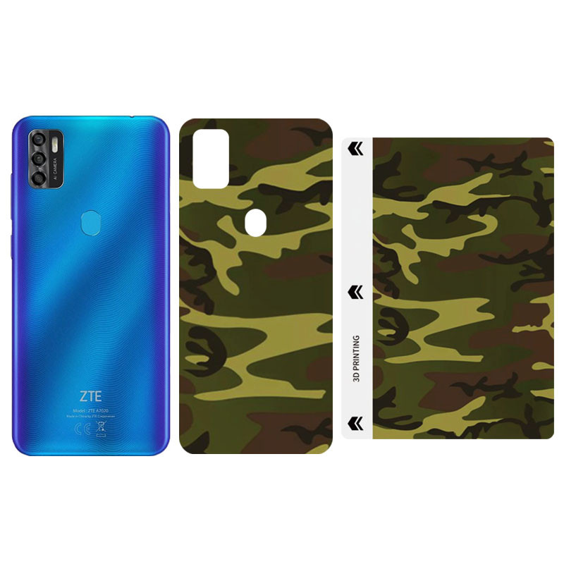 Защитная пленка SKLO Back (тыл) Camo (тех.пак) для ZTE Blade 20 Smart, Коричневый / Army Brown, Бронированная пленка, купить оптом с доставкой